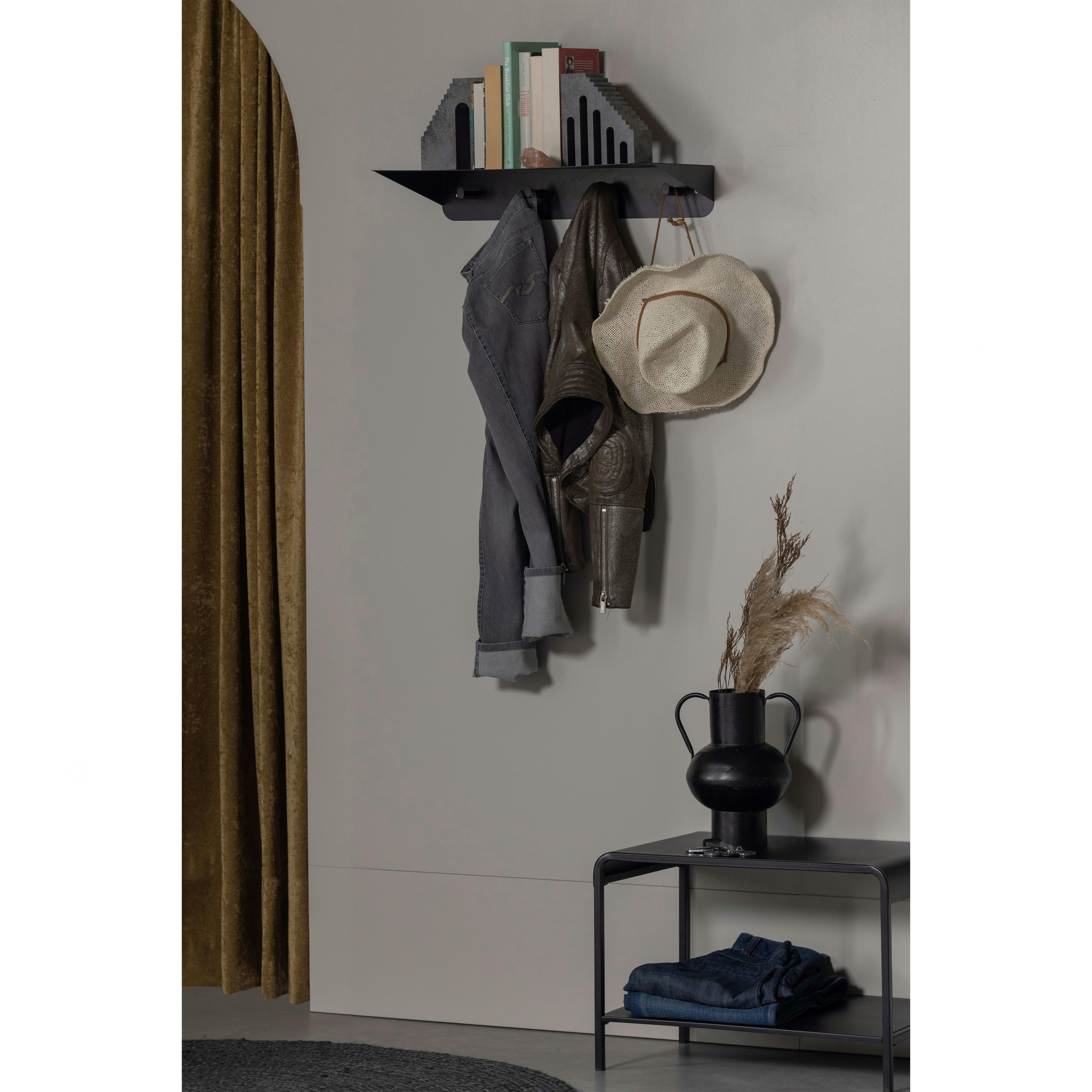 KENAN - Porte-manteau en métal noir L60xH10