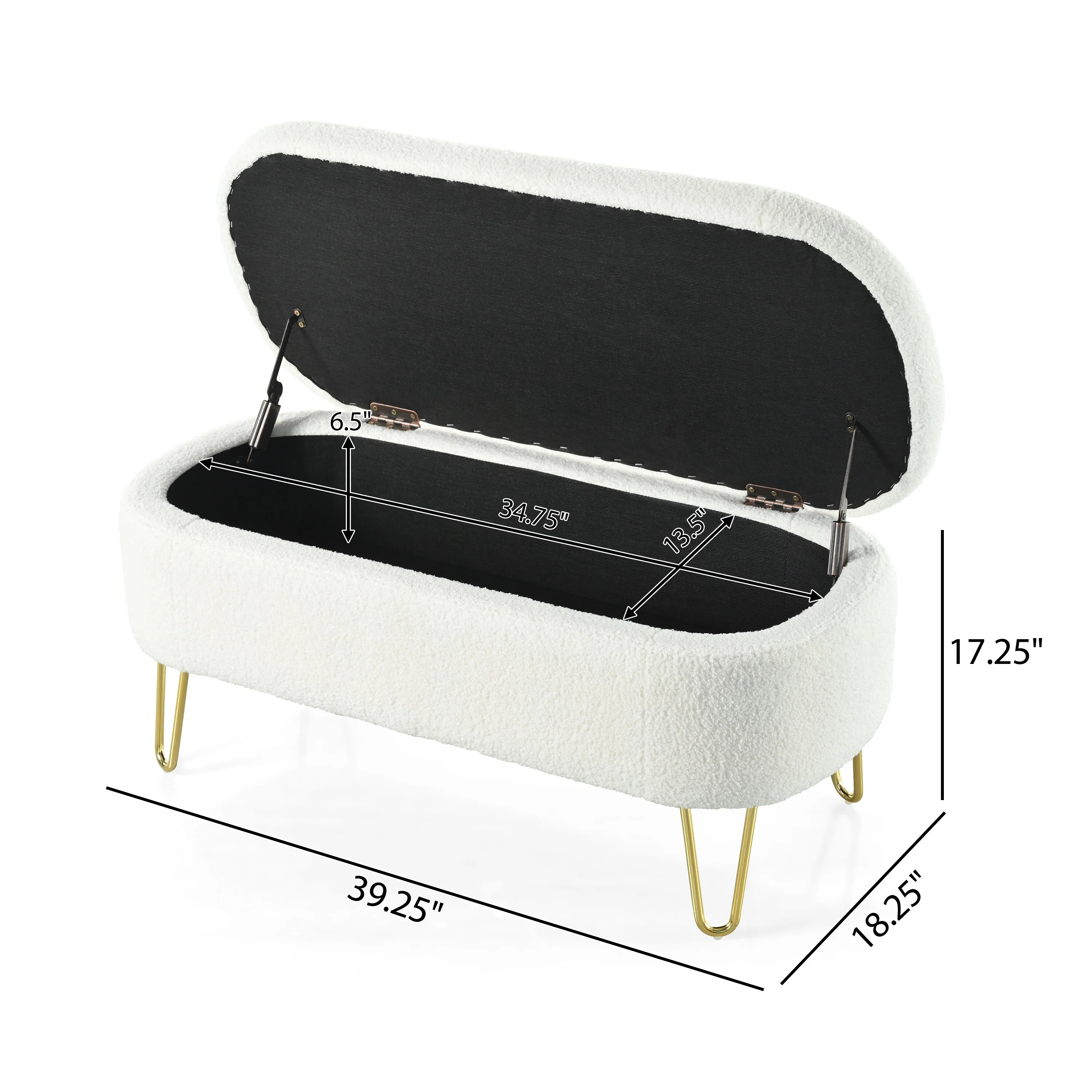 Oval Storage Bench for Living Room Bedroom End of Bed