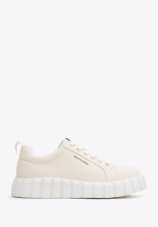 Damskie sneakersy na platformie jasny beż