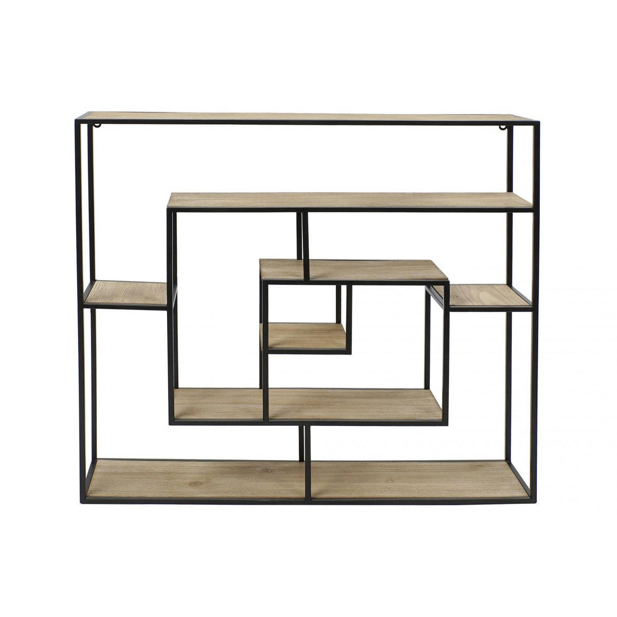 - Étagère murale en métal noir et 7 plateaux en bois 83x17x83cm