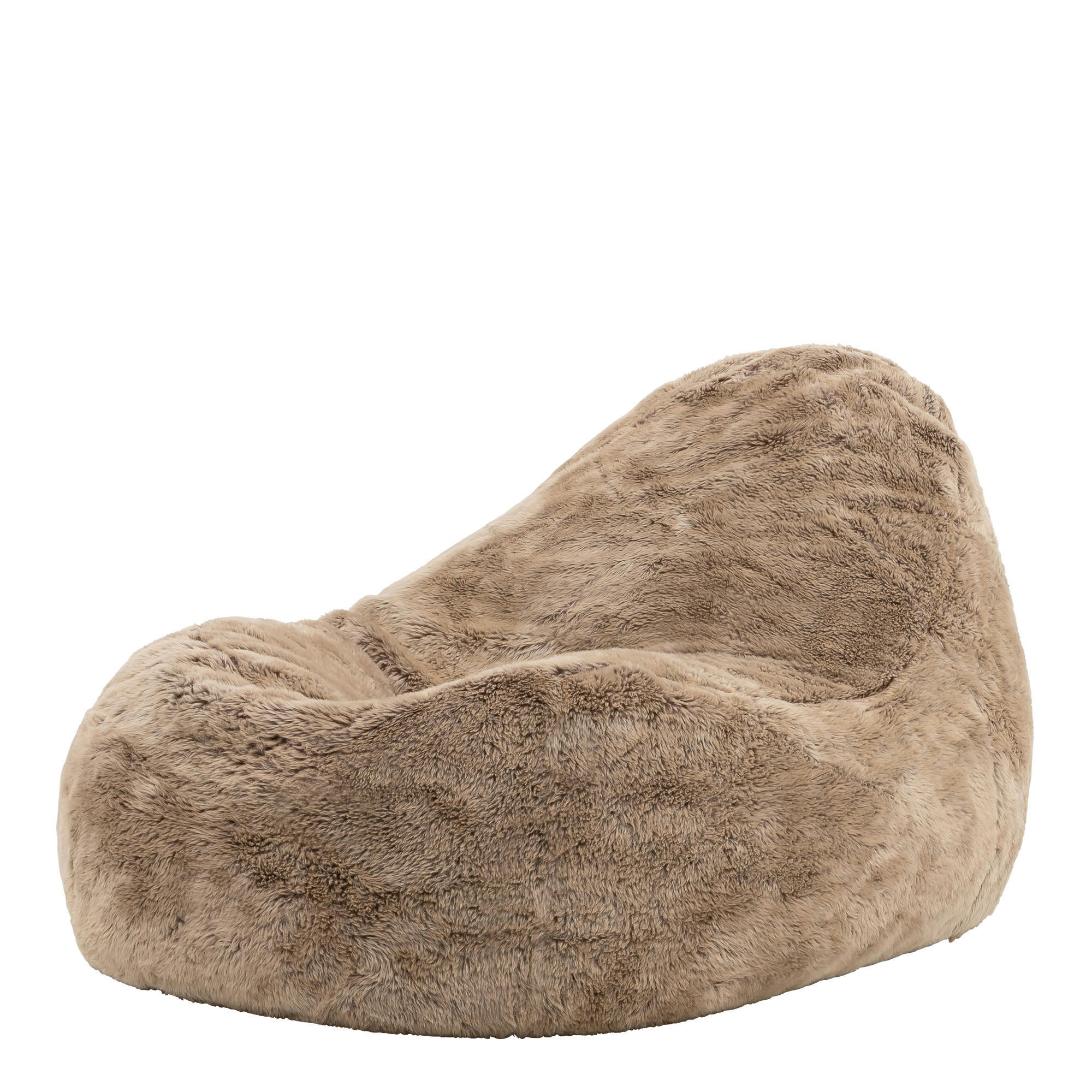 - Pouf fausse fourrure gris loup