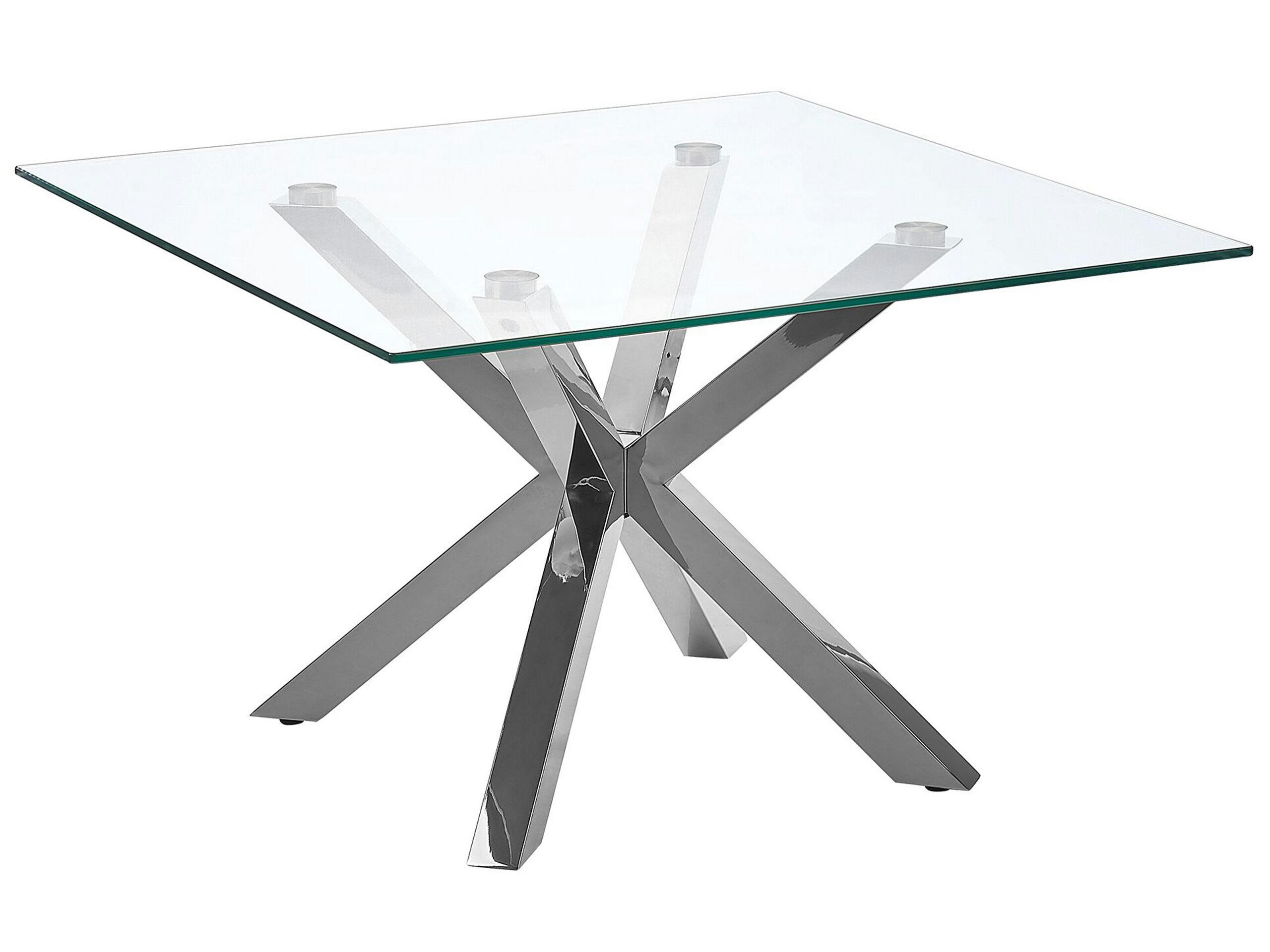 STARLIGHT - Table basse en verre avec pieds argentés 70 x 70 cm
