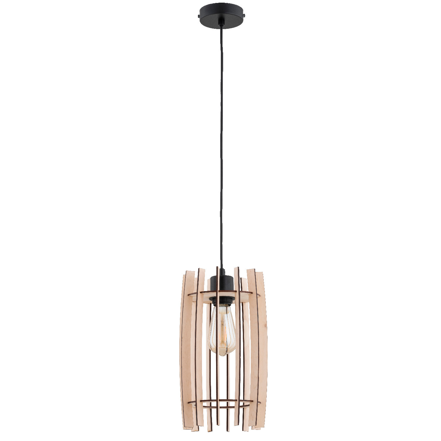 Lampa wisząca BLAZAR jasne drewno-czarna 1xE27x15W IP20 Alfa
