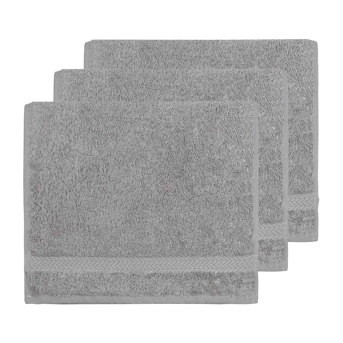LUXURY - Lot de 3 serviettes invité 550gr/m²  gris perle 30x50 cm