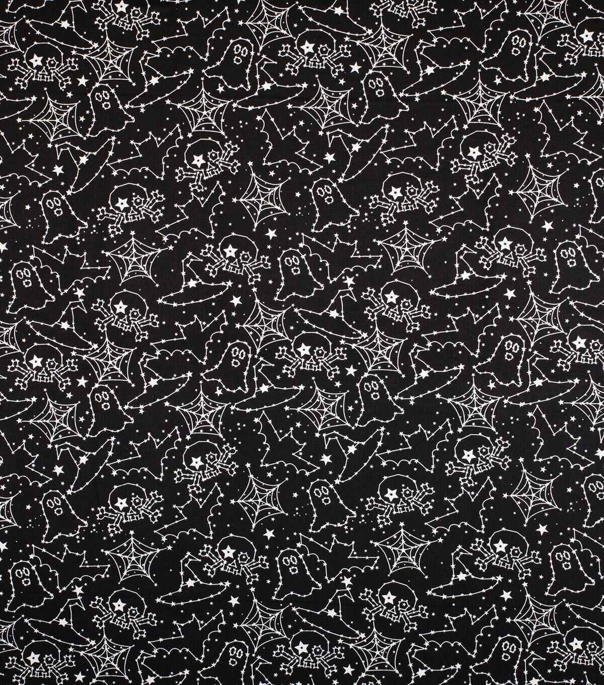 Glow in the Dark Spooky Celestial Flannel Fabric