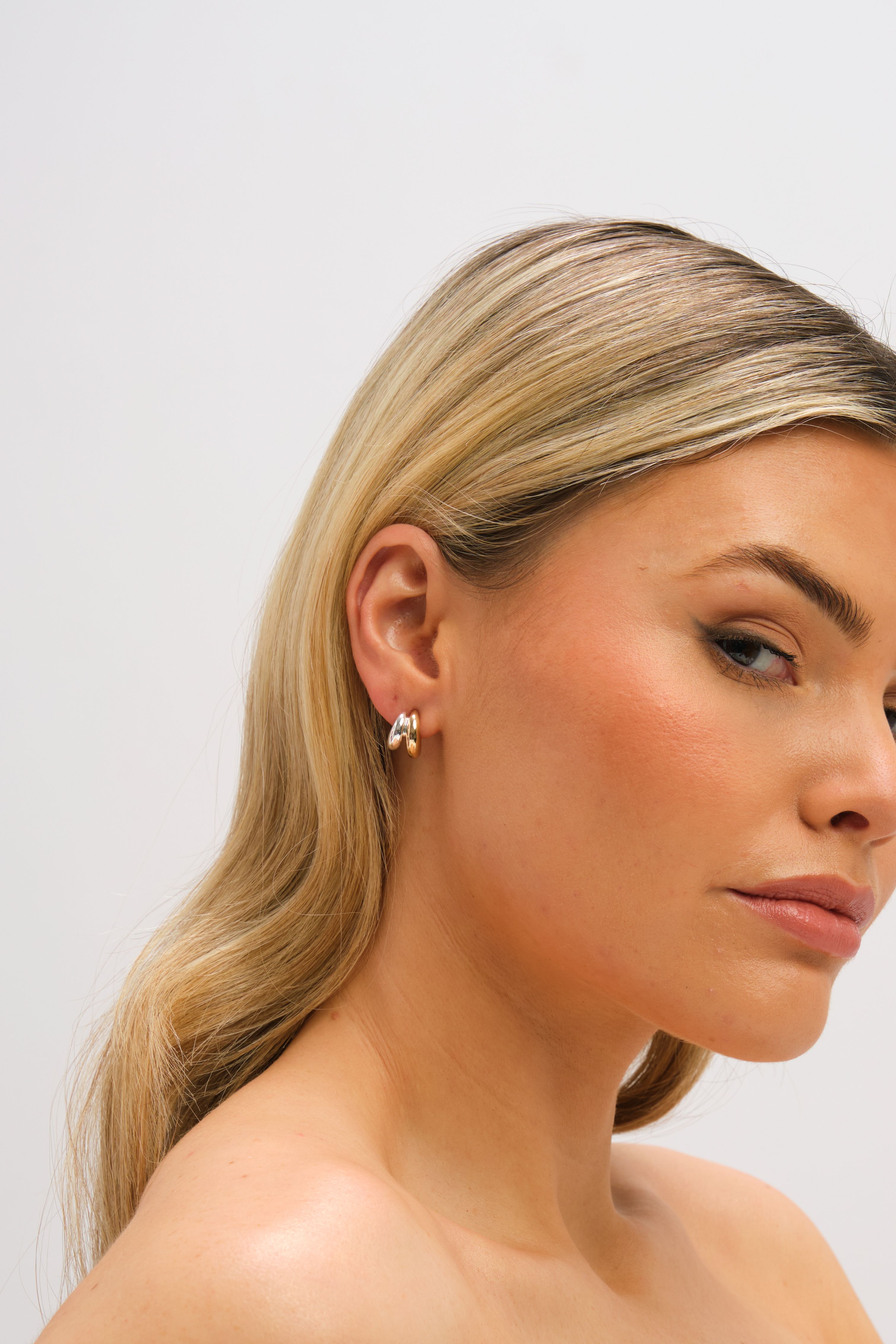 Jon Richard Two Tone Double Row Hoop Earrings