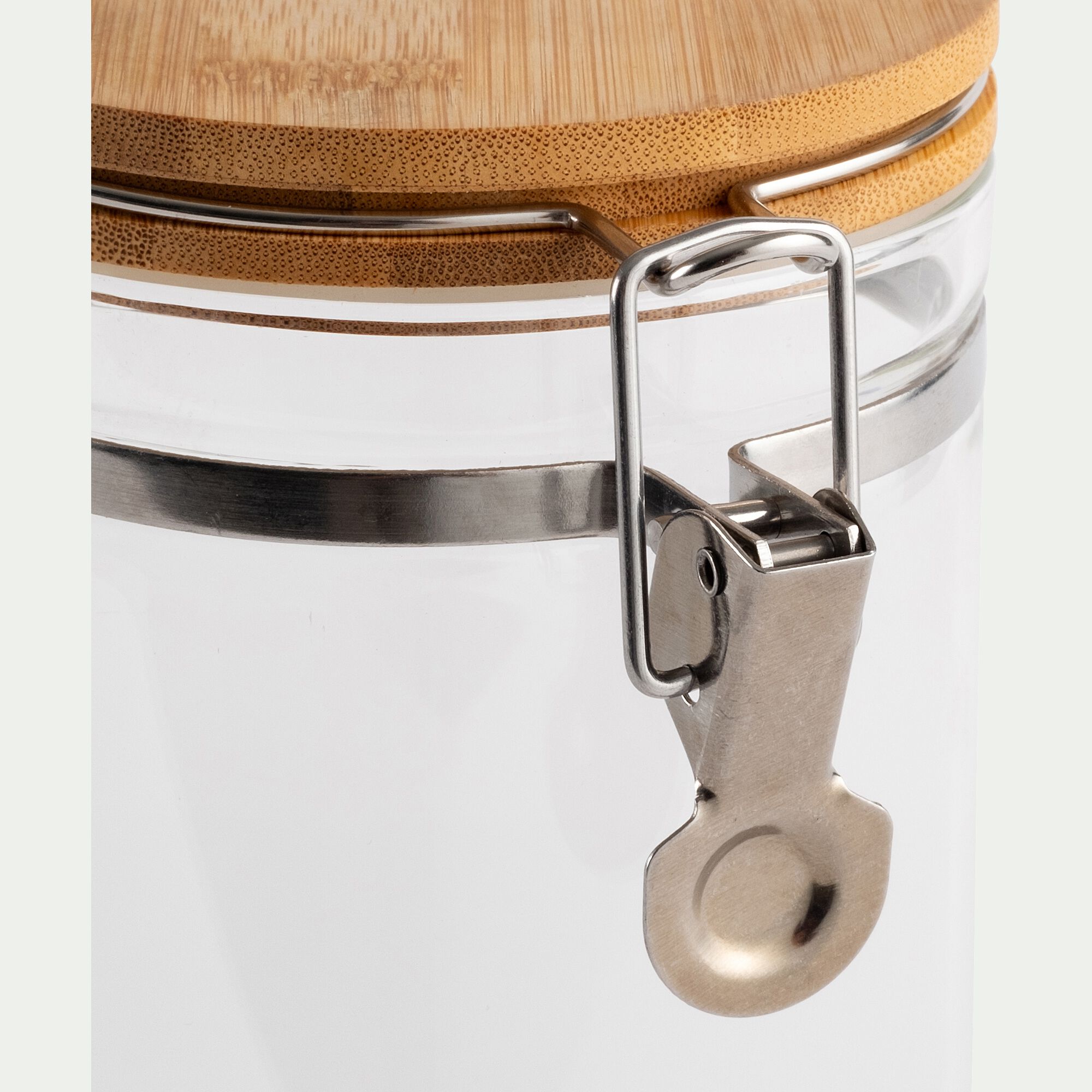 CLIPS - Bocal en verre avec couvercle en bambou 1,4L - transparent