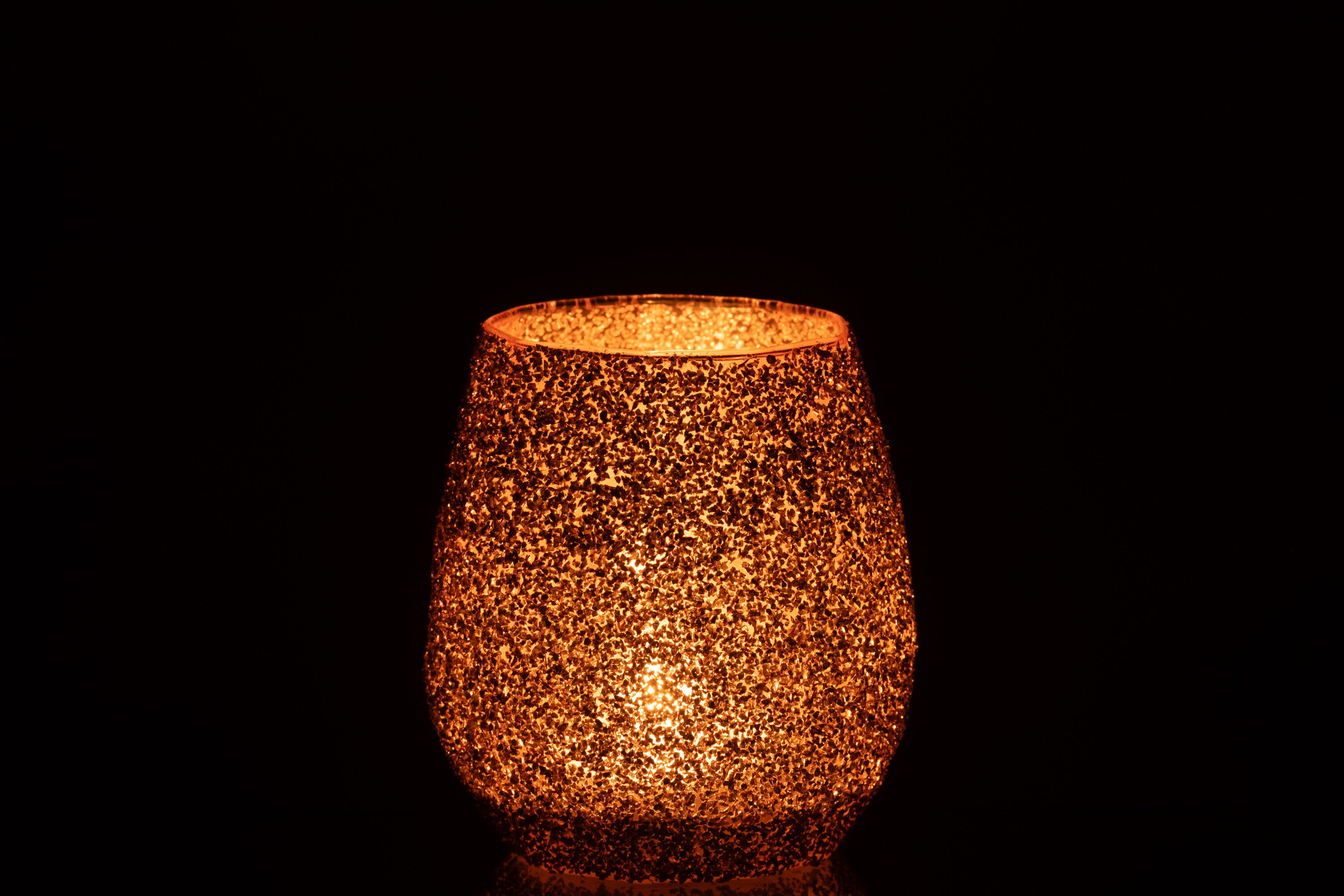 J-Line theelichthouder - glas - perzik - large