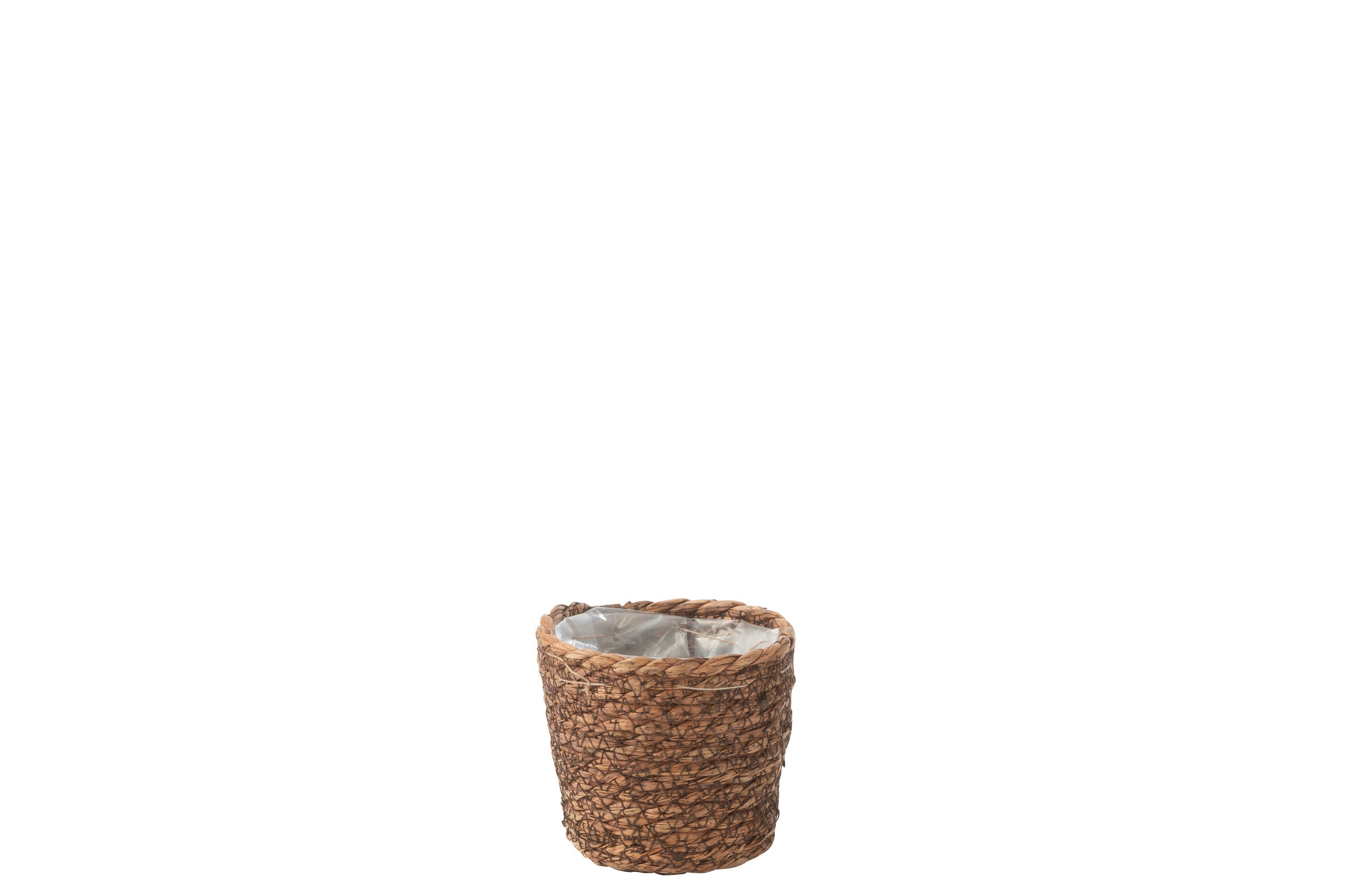 J-Line bloempot Ubeda - jute/kunststof - naturel - Ø 12 cm