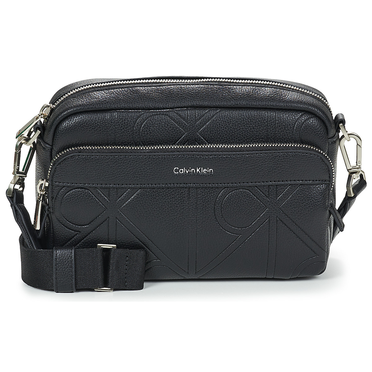 Calvin Klein Jeans - EMBLEM AOP EMBOSS CAMERA BAG - Black