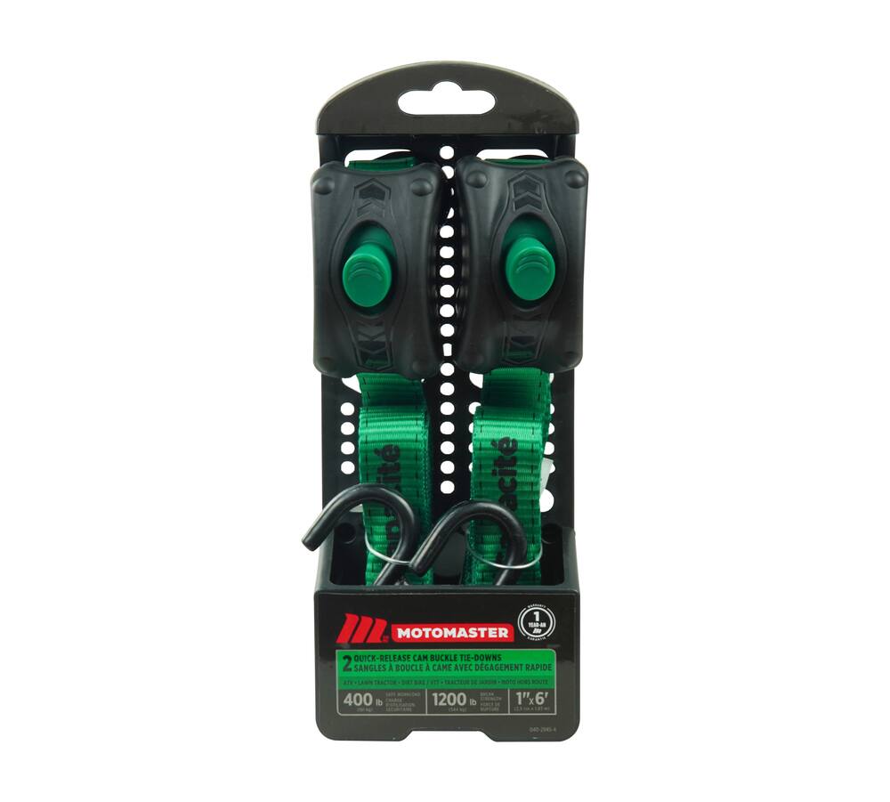 MotoMaster 1,200-lb Cam Buckle Tie Down, Quick Release, 1-in x 6-ft, 2-pk