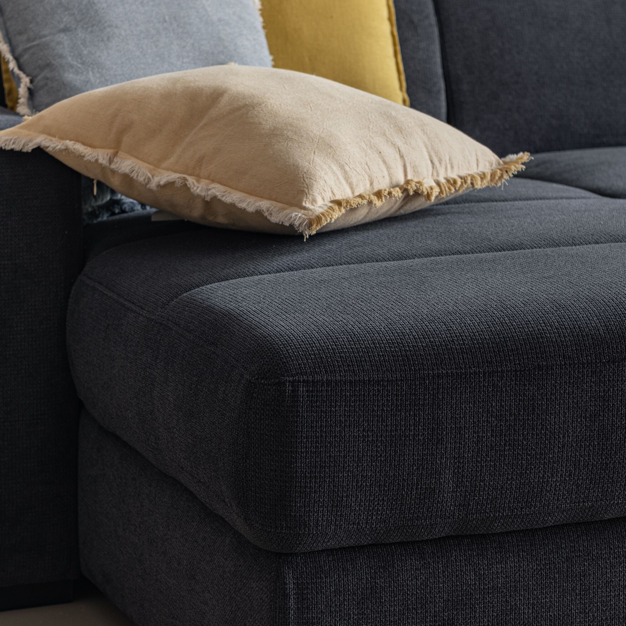 ORIGANO - Canapé d'angle convertible en tissu - bleu calabrun