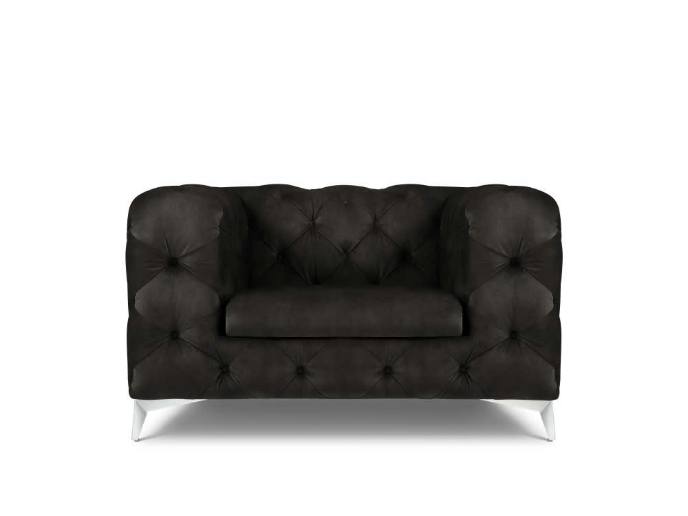 VIOLANE - Fauteuil en velours gris foncé