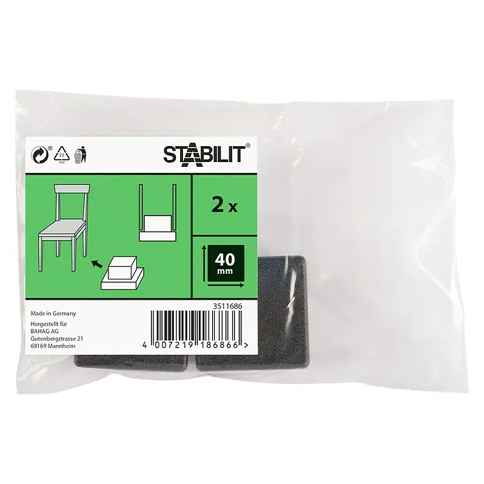 MØBELKNOTTER STABILIT SVART 40X40MM 2STK