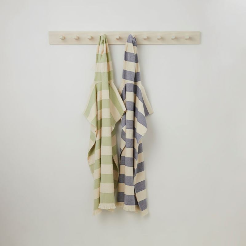 European Leaf & Natural Stripe Turkish Cotton Hooded Beach Towel