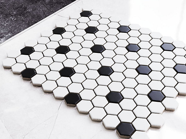 Mosaïque sur résille pour salle de bain et cuisine en céramique30 cm x 26 cm - White honey