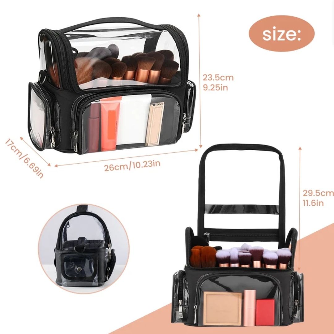 Hinsinc Large Makeup Brush Holder Professional Makeup Artist Travel Case Clear