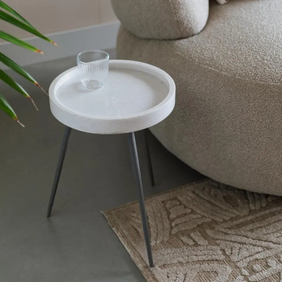 Bijzettafel Wit Marmer - 33x33x45cm - Karrara