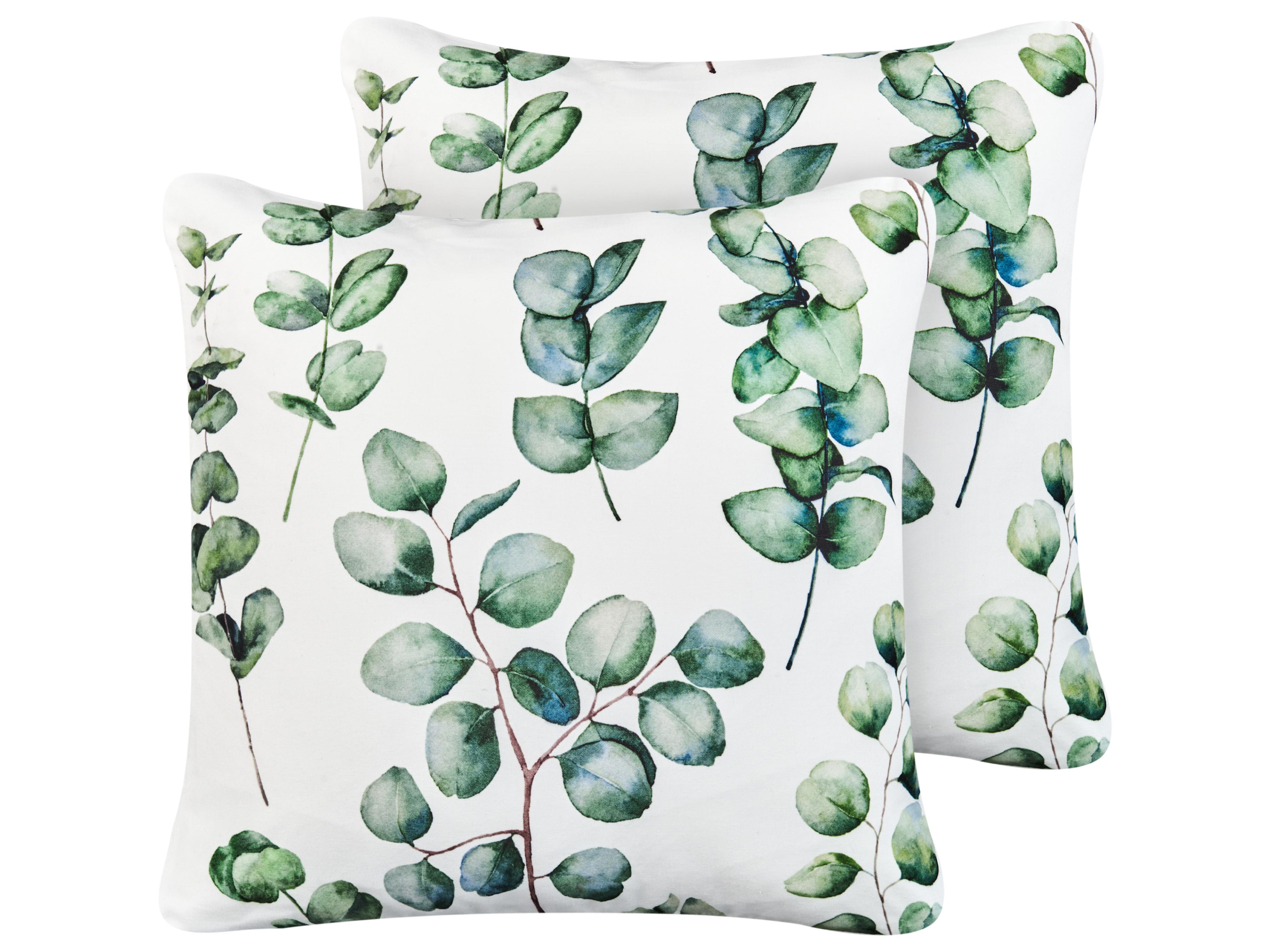 Set of 2 Outdoor Cushions BOSQUE Plant Pattern 45 x 45 cm Green
