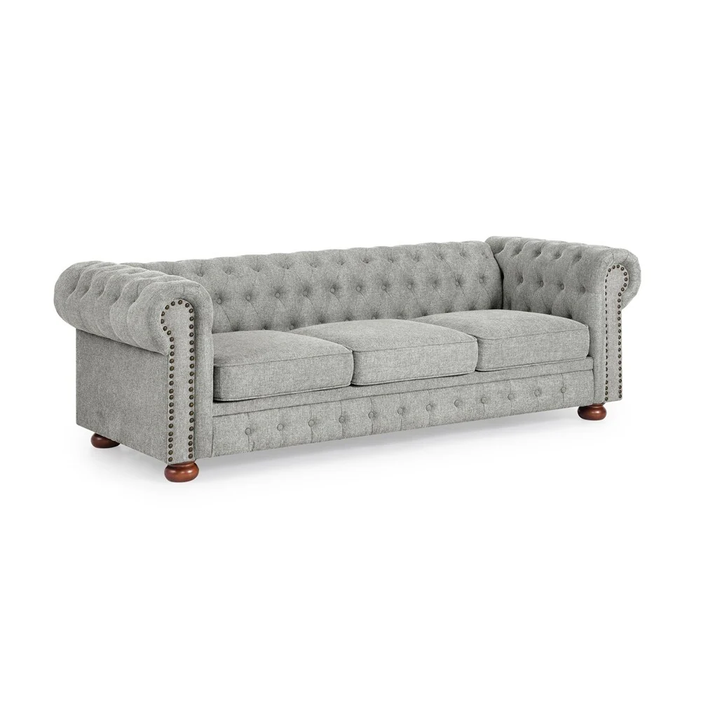 Chesterfield Sofa Tufted Upholstered PU 3-Seater Sofa
