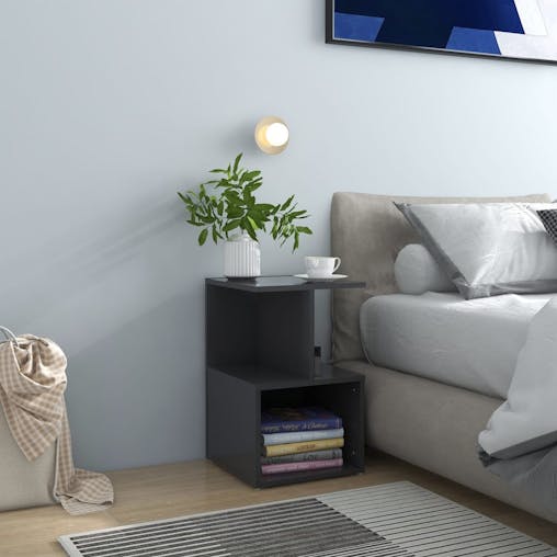 NNEVL Bedside Cabinets 2 pcs Grey 35x35x55 cm Chipboard