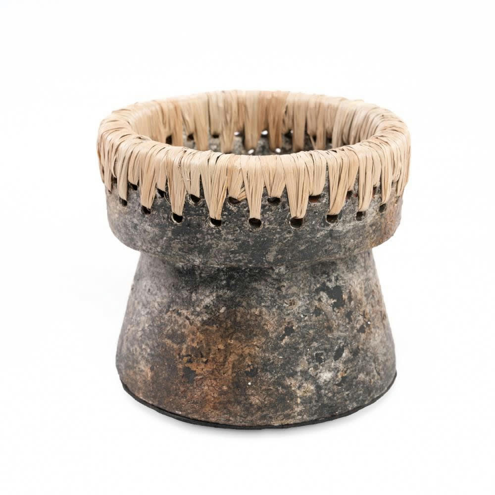 PRETTY - Bougeoir en terre cuite gris antique 12x12