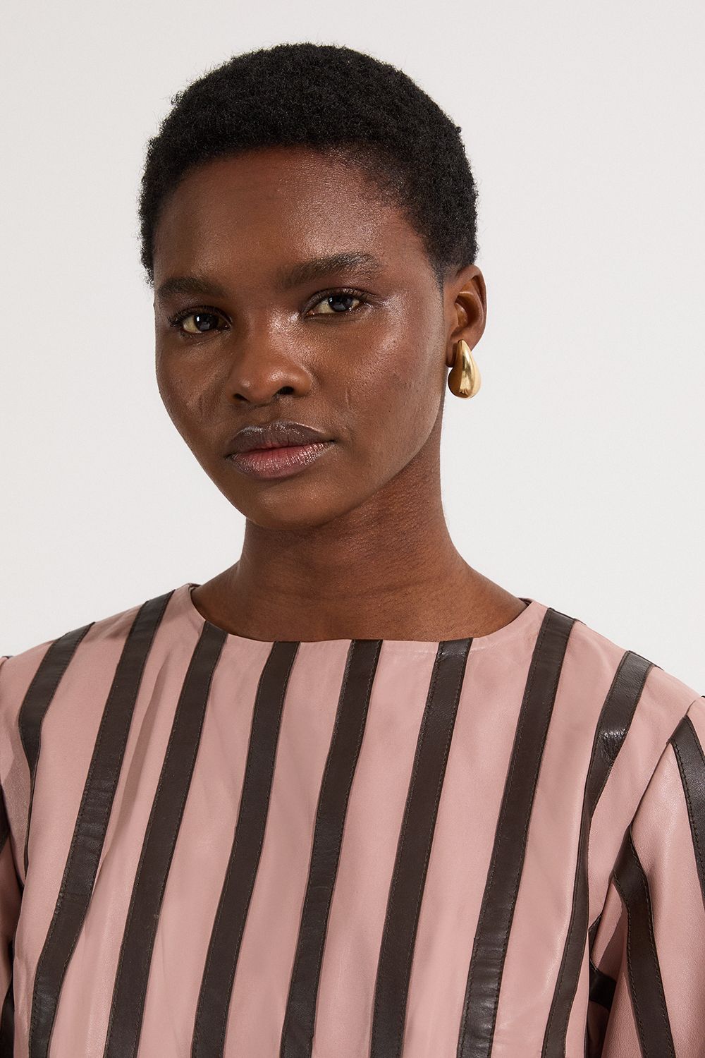 KarenMillen Leather Stripe Mix Top