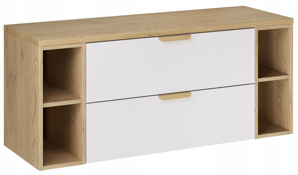 Szafka łazienkowa ASTER WHITE z blatem i regałami 120 cm biały mat