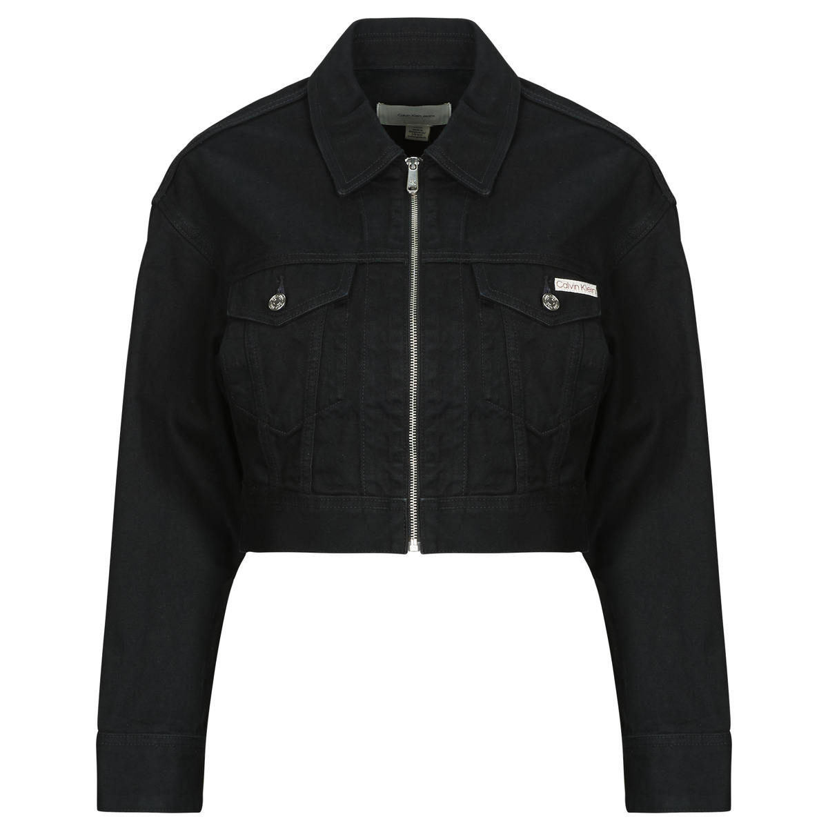 Calvin Klein Jeans - DENIM CROPPED JACKET SOFT BLACK - Black