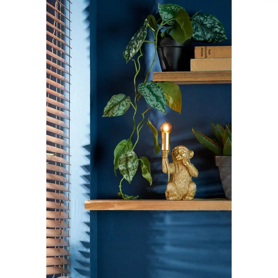 Tafellamp Monkey - Goud - 13x12,5x23,5cm