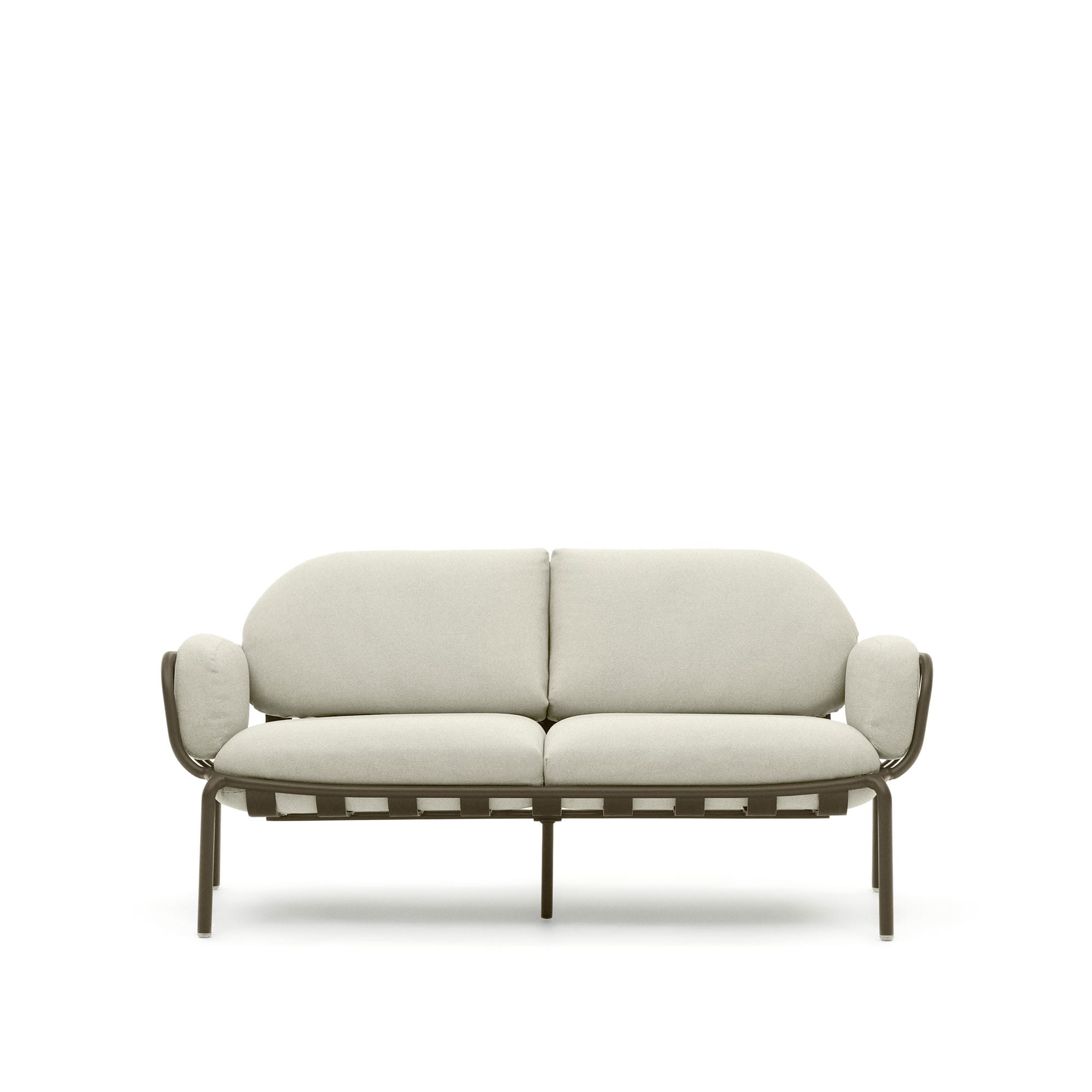 Kave Home - Joncols 2 zits buitenbank in aluminium met groen gelakte