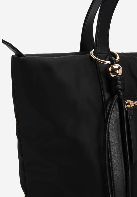 Womens Black Nylon Tote Bag