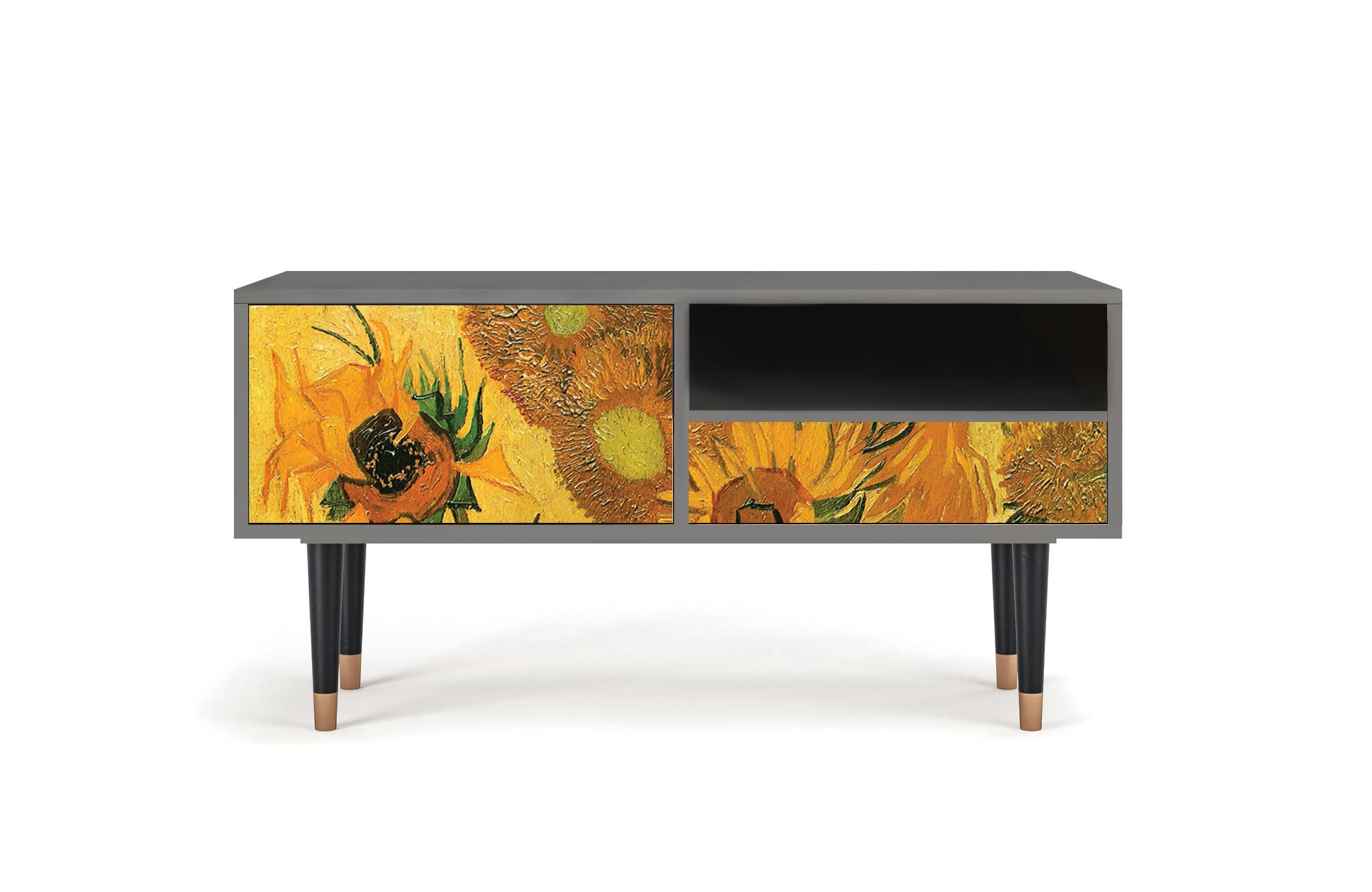 SUNFLOWERS BY VINCENT VAN GOGH - Meuble TV  jaune 1 tiroir et 1 porte L 115 cm