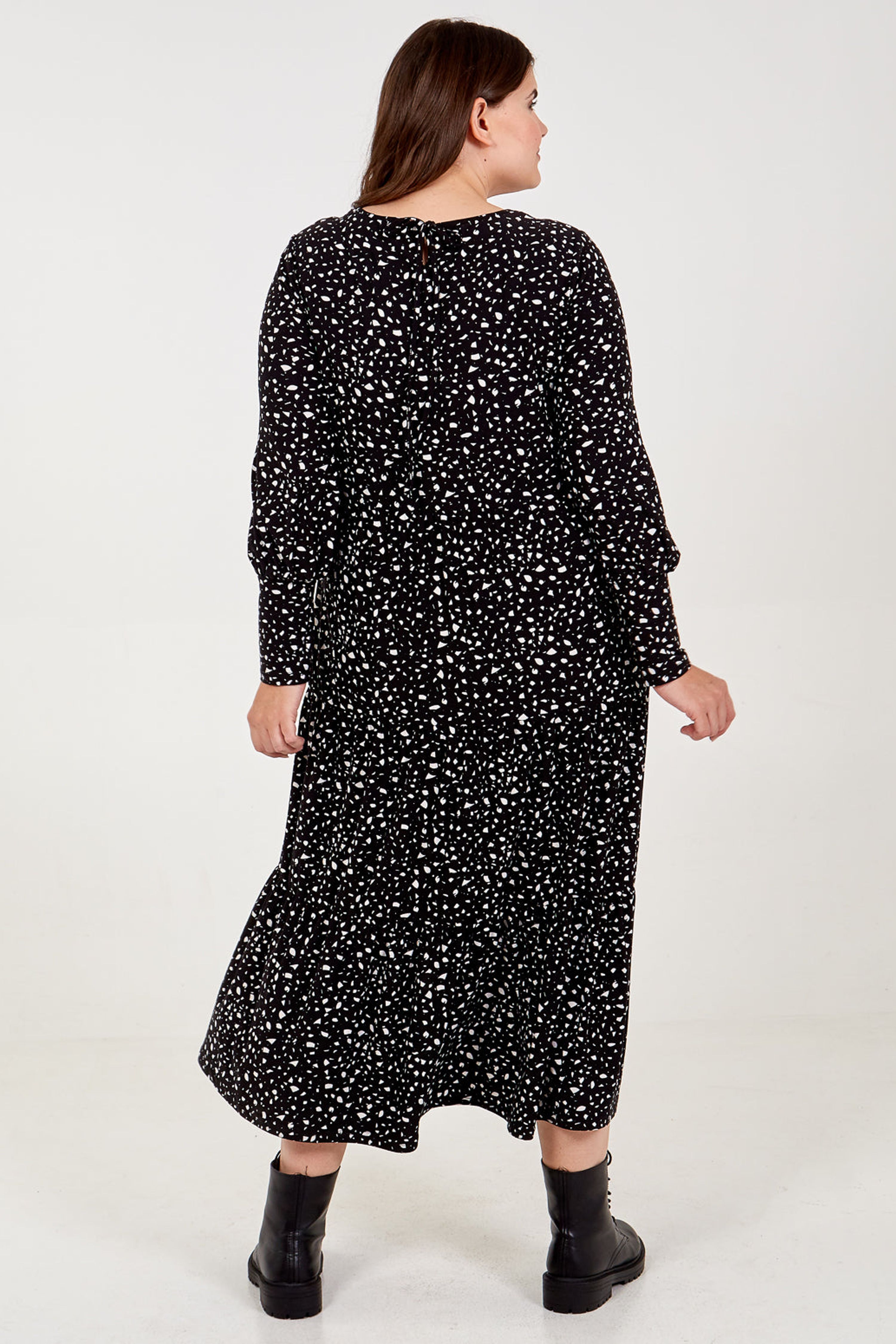 Blue Vanilla Black Curve Long Sleeve Smock Dress