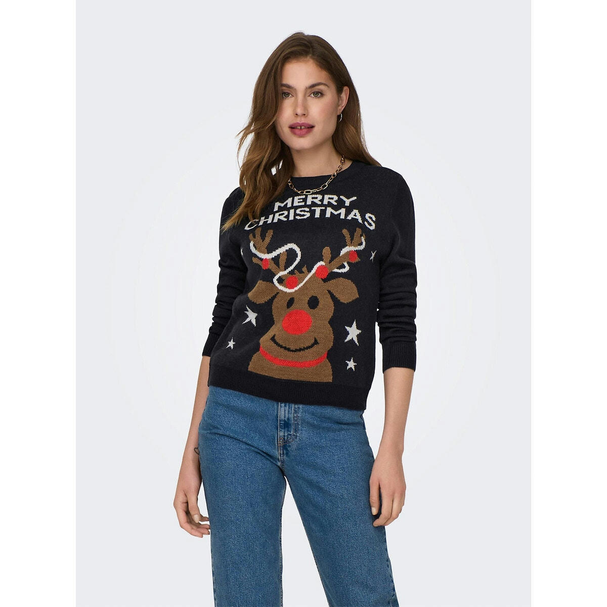 Pull de Noël, motif tête de renne