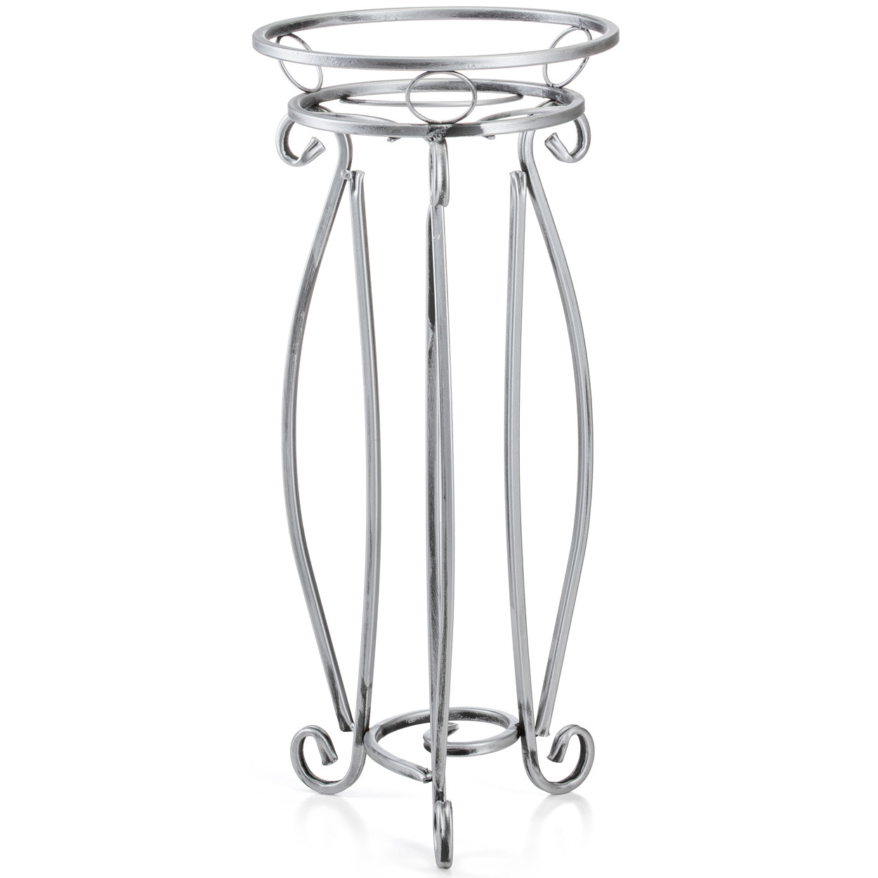 Kwietnik metalowy srebrny 62x28 cm nowoczesny stojak na kwiaty industrialny