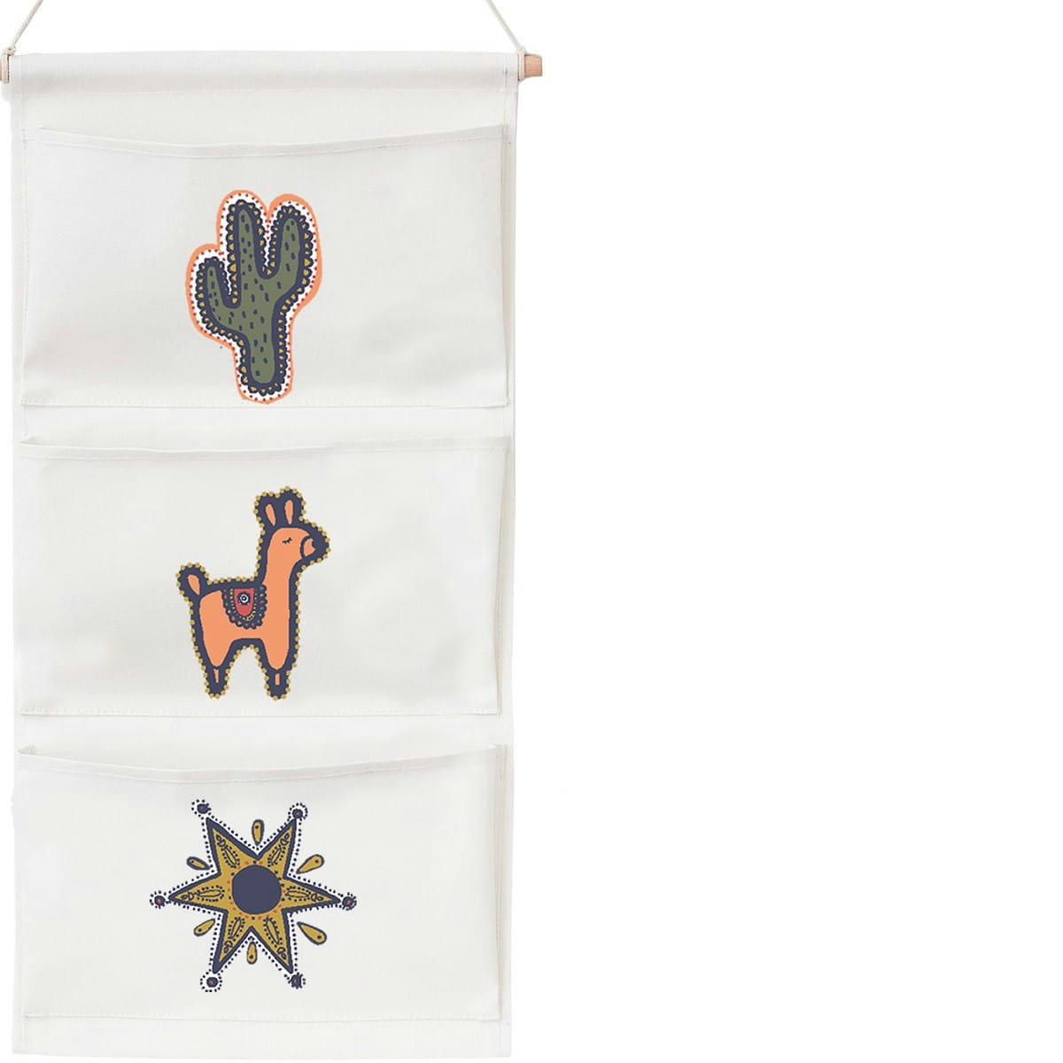 LALAMA - Rangement mural coton blanc 35x70cm