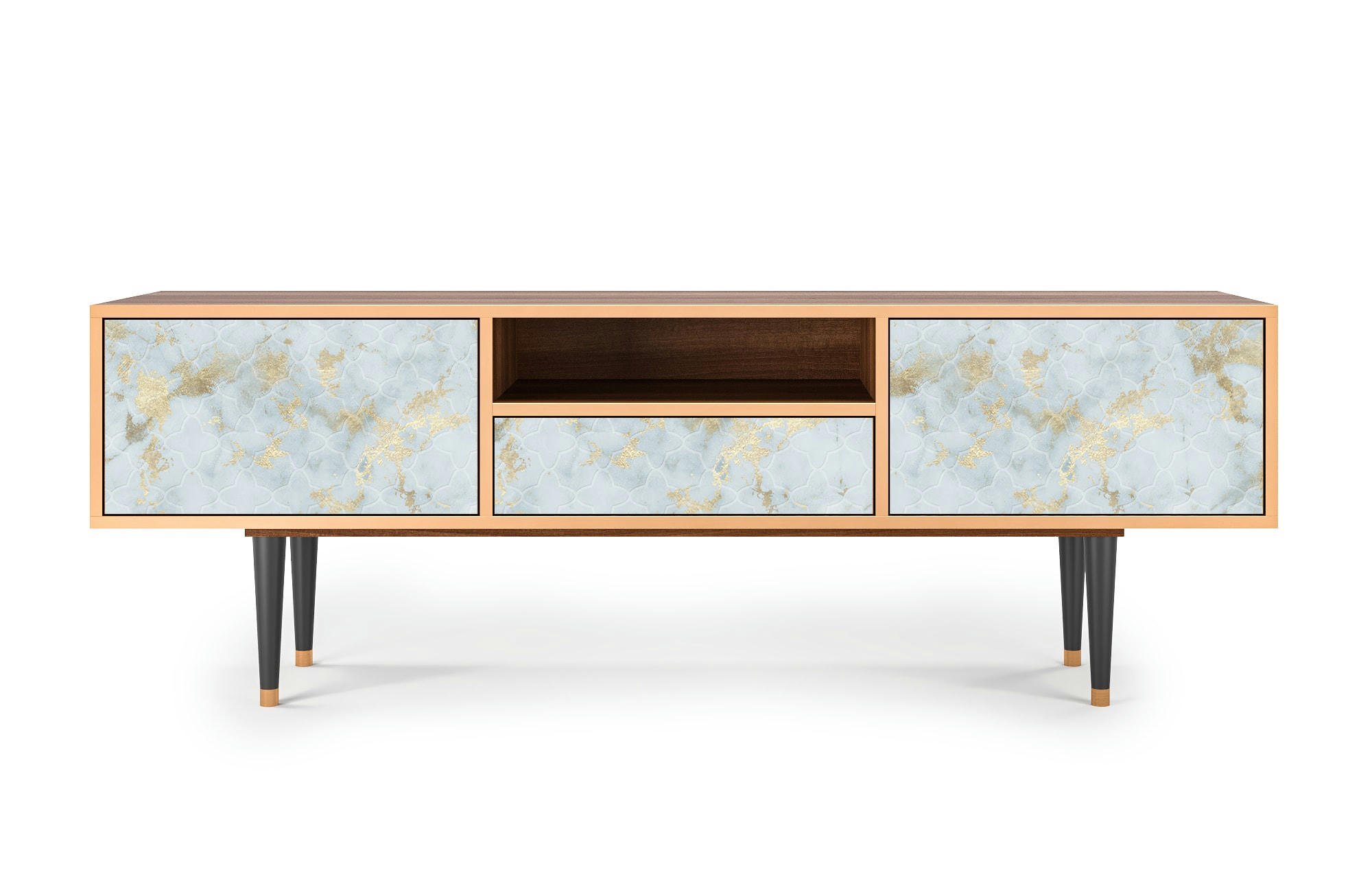 GOLDEN WAVES - Meuble TV  blanc clair 1 tiroir et 2 portes L 170 cm