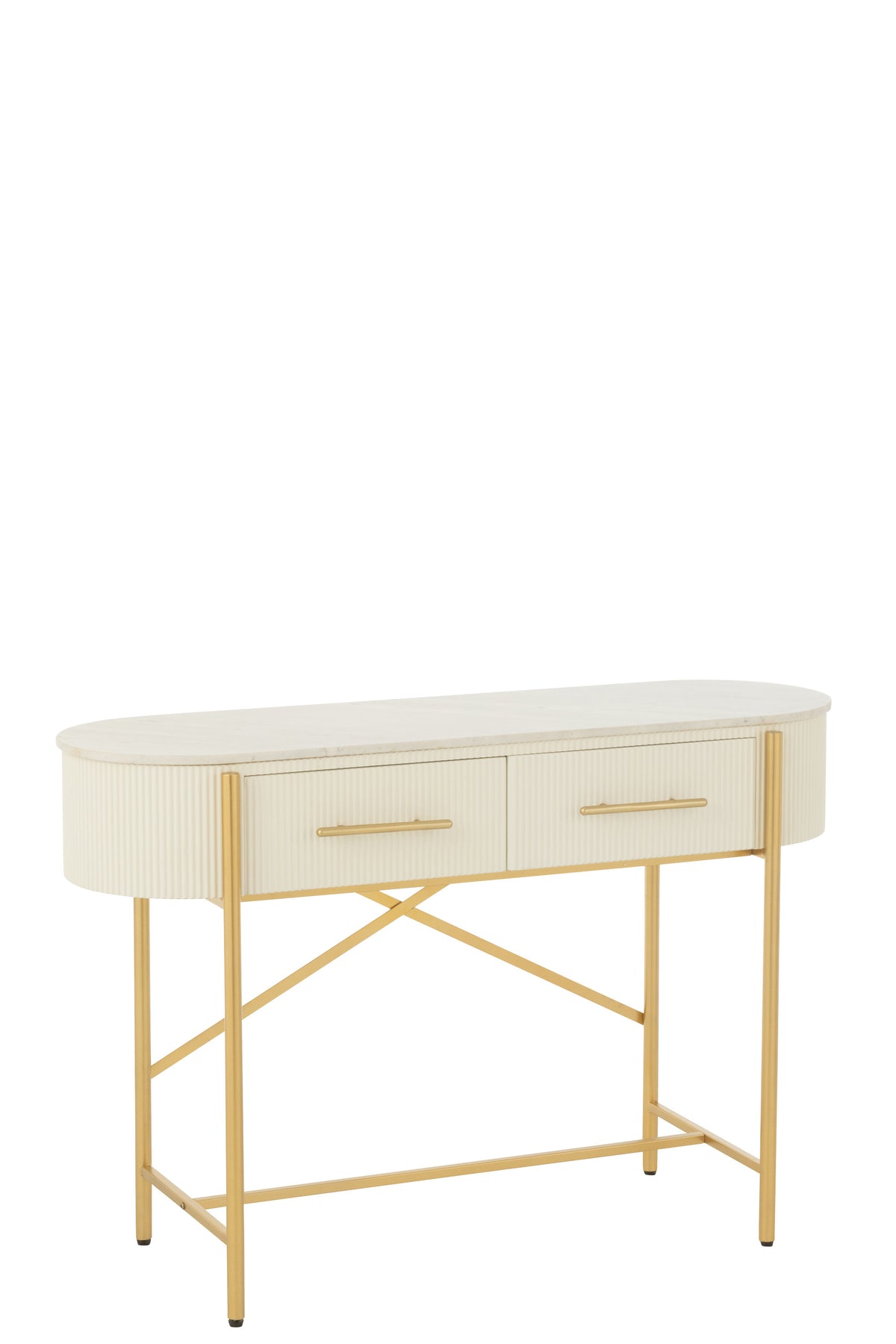 J-Line console Marmer - hout/metaal - wit/goud