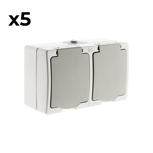 5 doubles prises 2P T raccordement rapide Zenitech