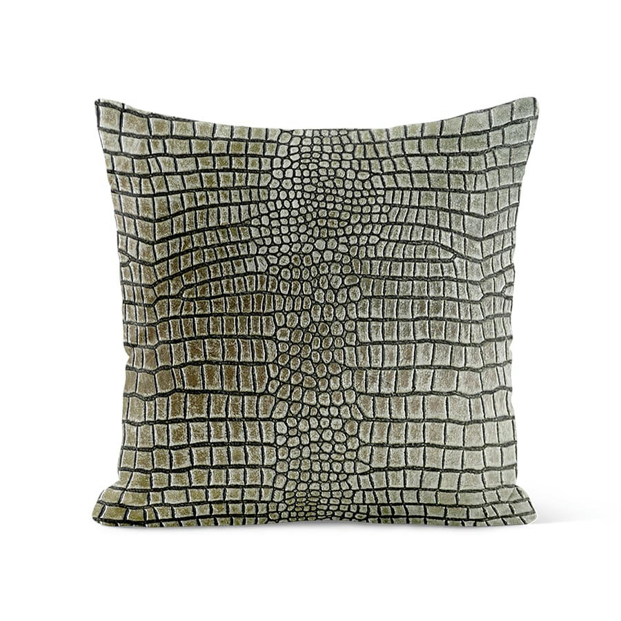 - Coussin déco peau de crocodile suédine vert 40x40cm