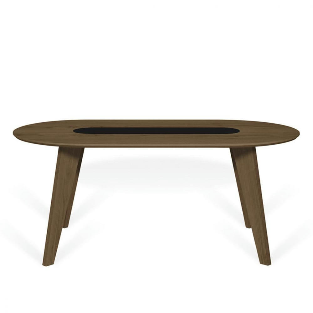 LAGO - Table  placage noyer et noir laqué