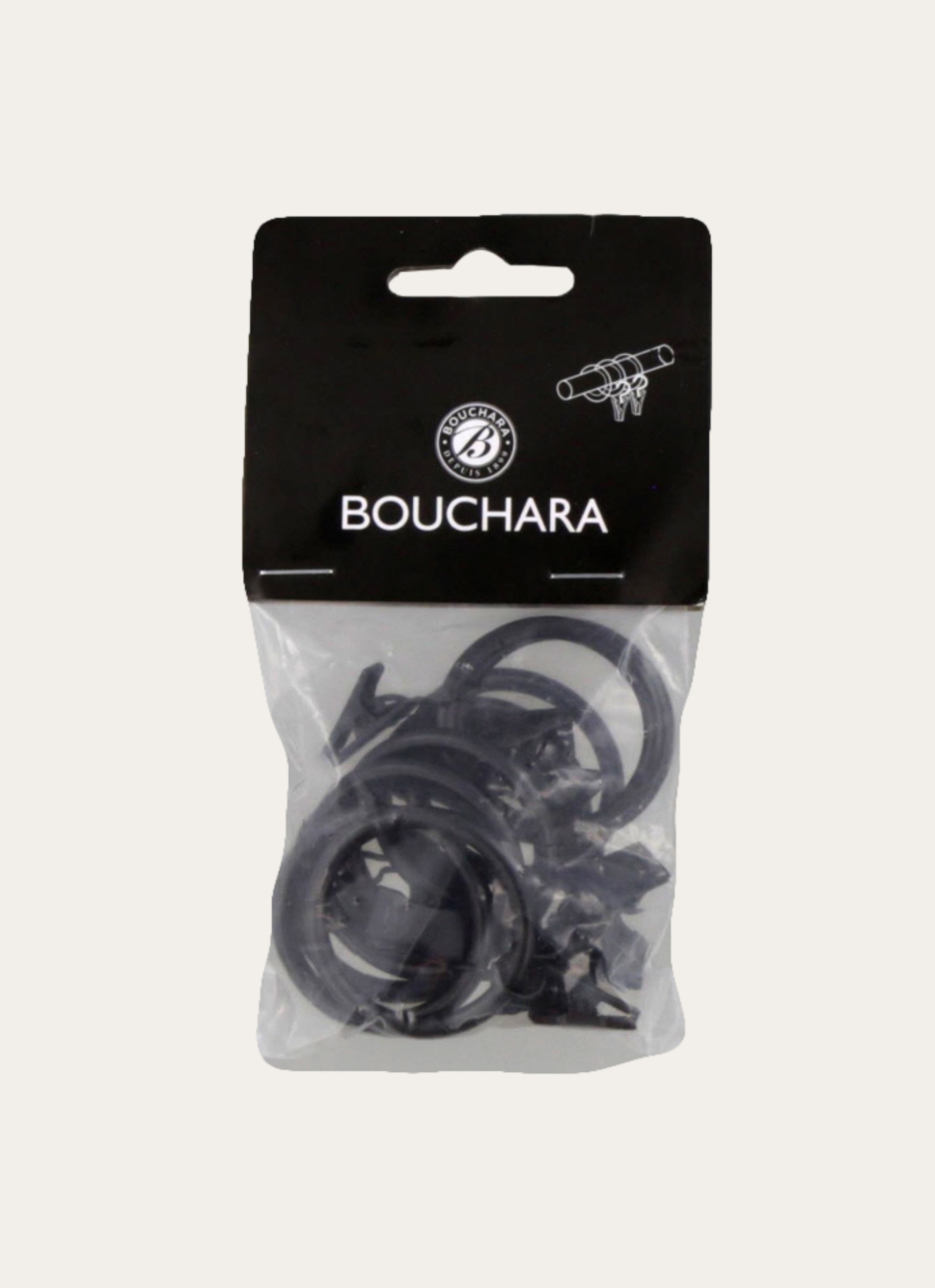 ANNEAUX à PINCES POUR RIDEAUX- BOÎTE DE 10 NOIR