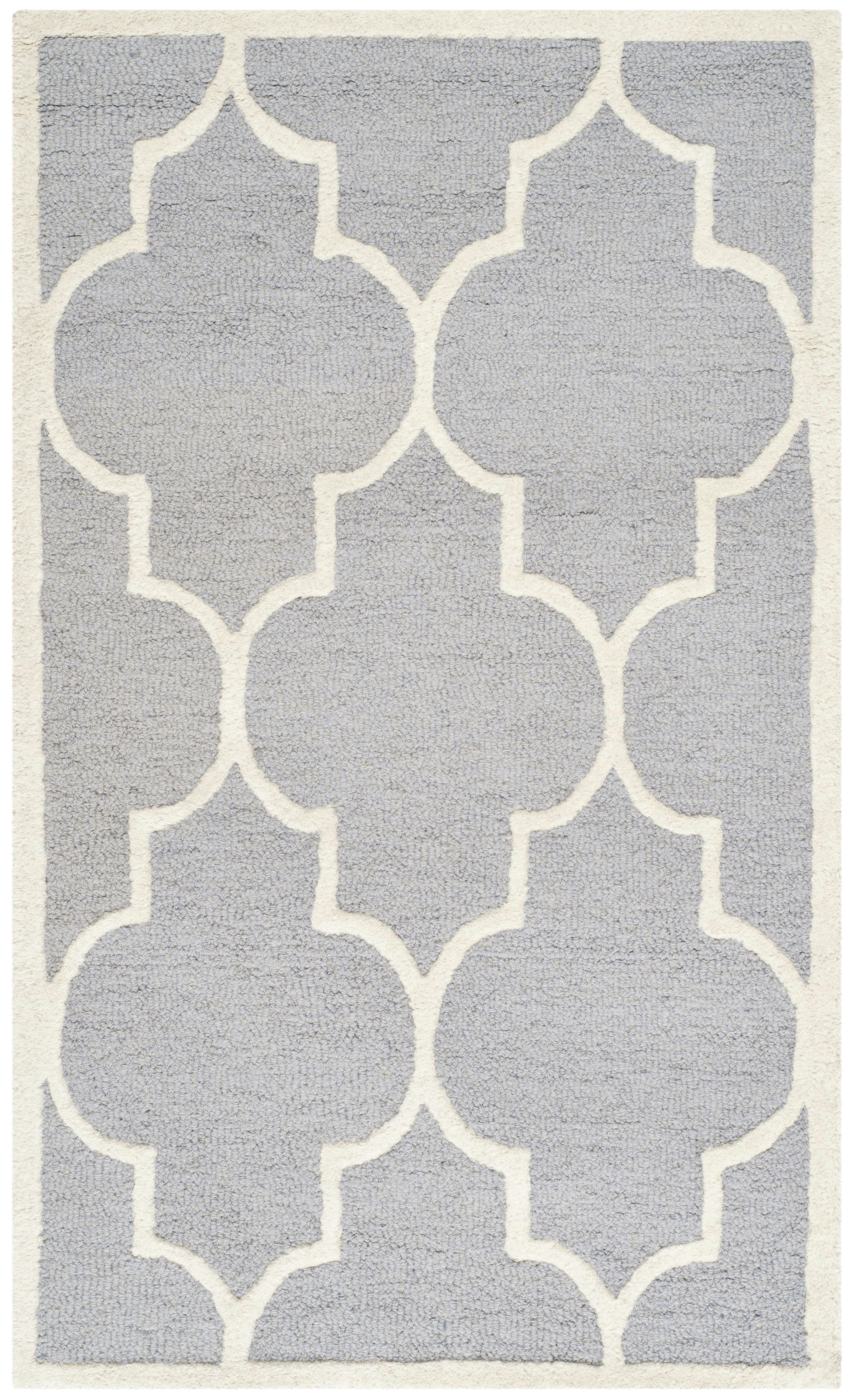 CAMBRIDGE - Tapis de salon interieur en argent & ivoire, 91 x 152 cm