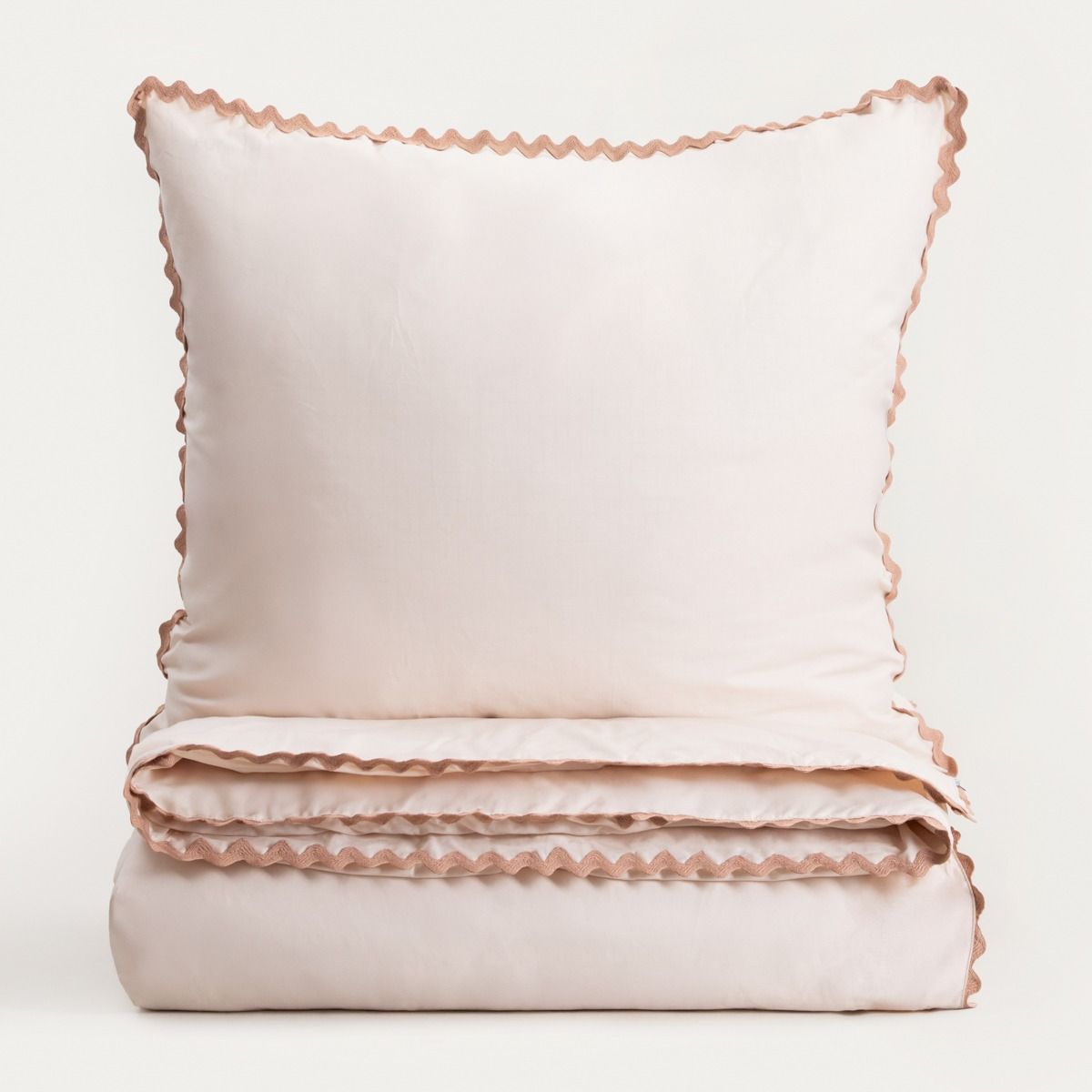 Pościel VELA bawełniana z ozdobną lamówką beżowa 220x200   2*70x80 cm