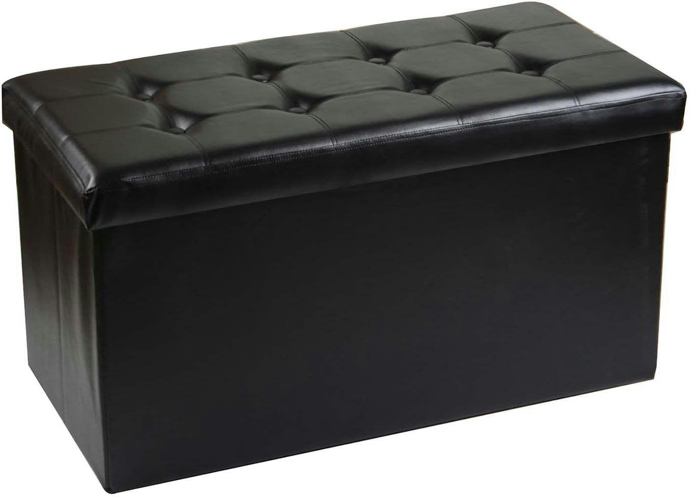 - Banc coffre polyuréthane couvercle capitonné noir