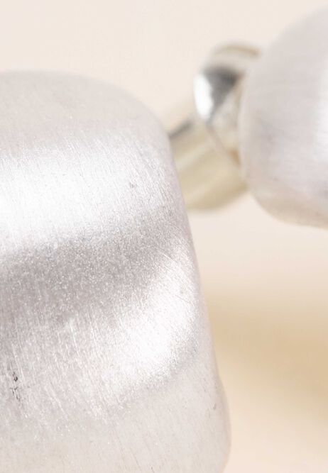 Womens Silver Brushed Curve Stud Earrings