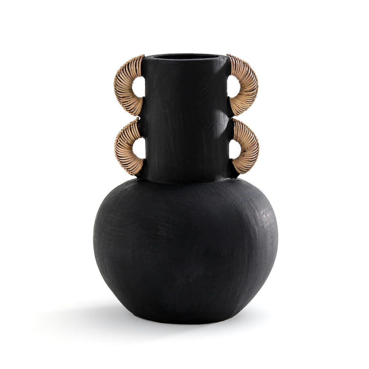 Vase décoratif en céramique et rotin H41,5 cm Kuro