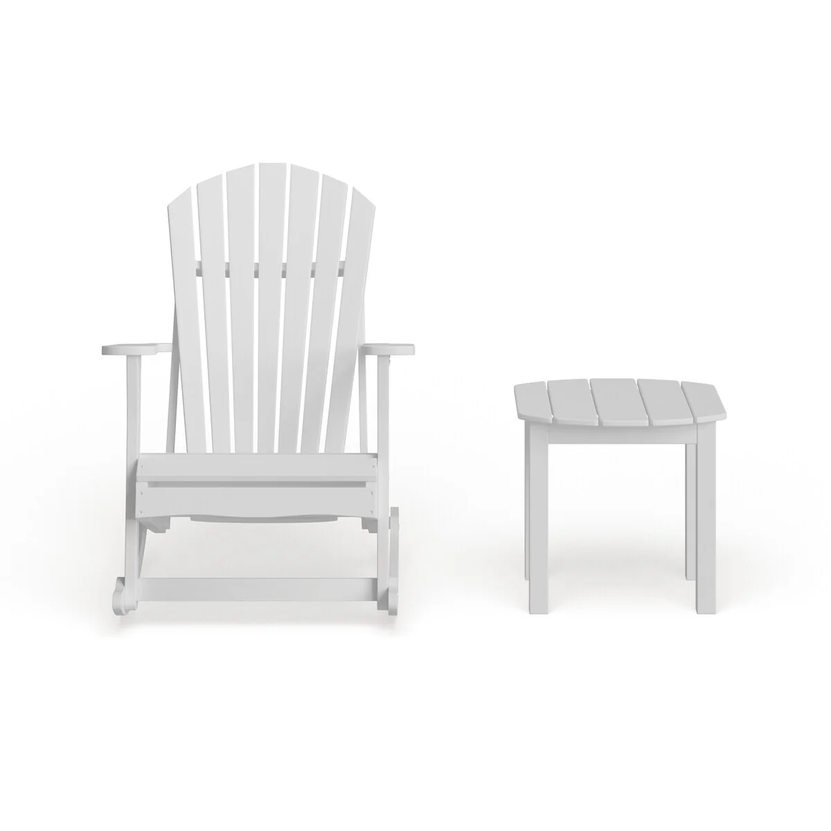 Wooden Adirondack Rocker with Side Table