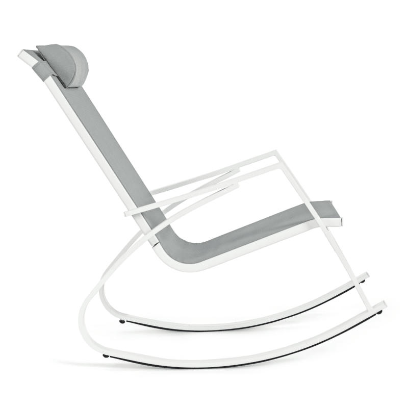 DEMIS - Rocking chair extérieur en acier et textilène blanc